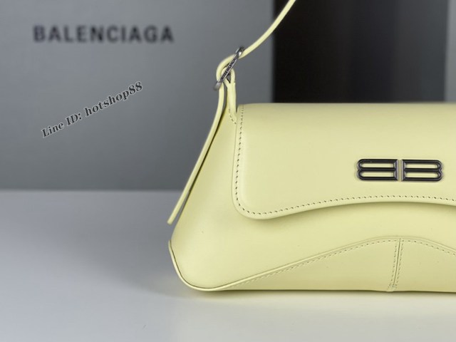 Balenciaga專櫃2022爆款小號平紋黃銀全皮肩背包 巴黎世家翻蓋腋下包 fyj1532